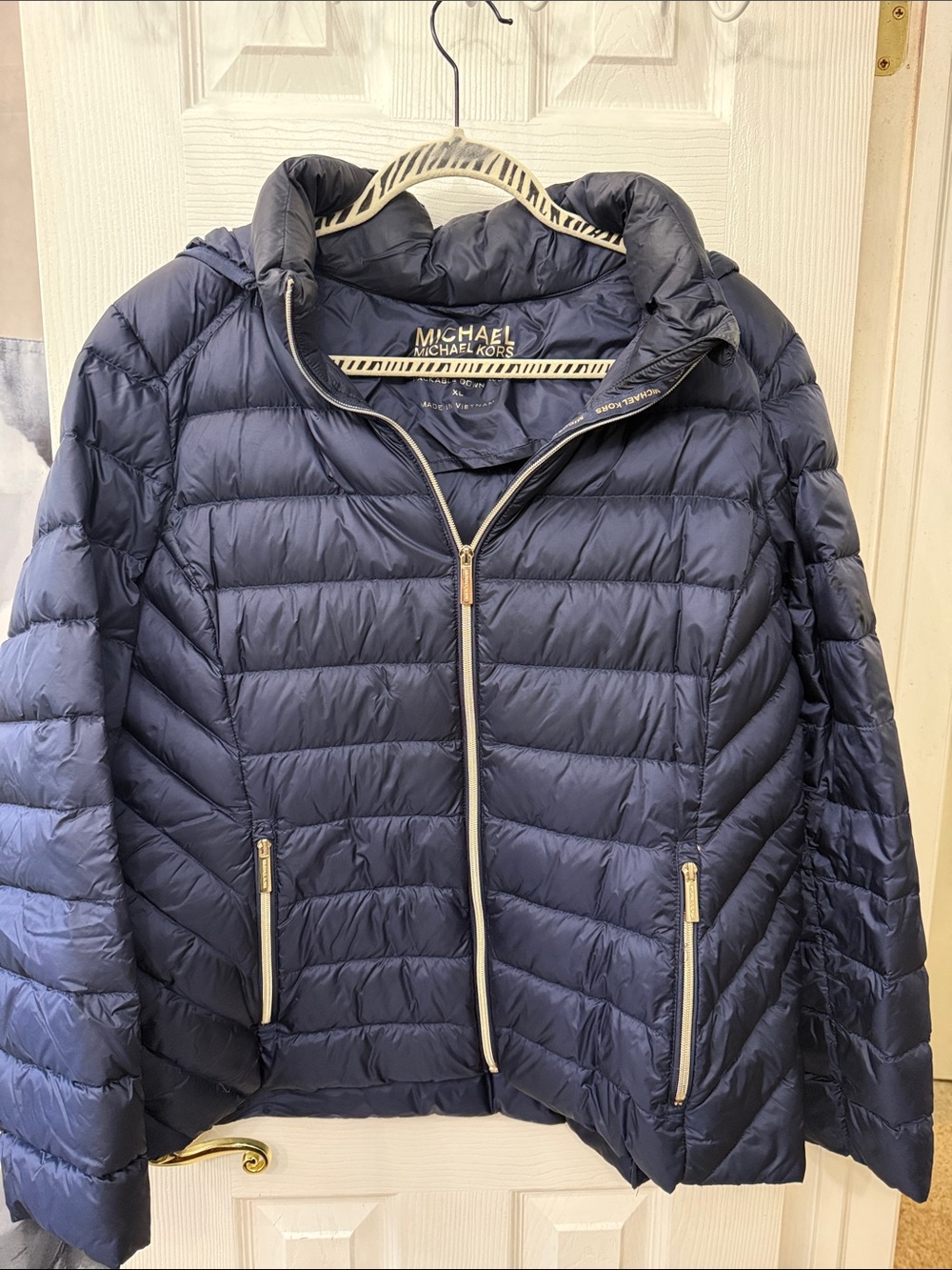 Michael Kors Navy Quilted Packable Puffer Jacket Size XL